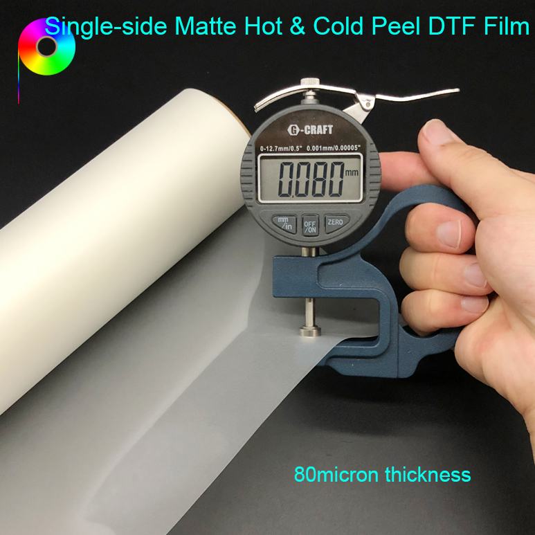 60cm*100m 80micron Hot and Cold Peel Single Side Matte Roll DTF Film for Textile Printing