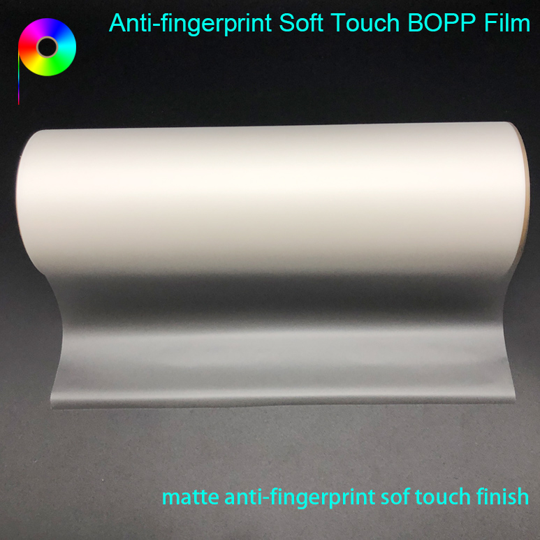 matte anti-fingerprint soft touch finish 16micron Anti-fingerprint Velvet Soft Touch BOPP Film for Wet Lamination or EVA Coating