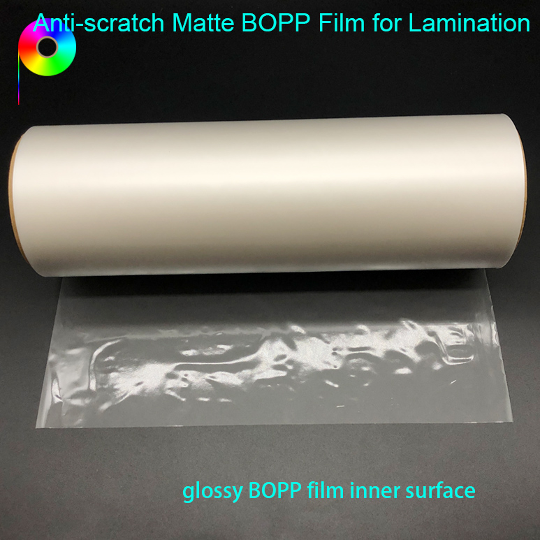 glossy BOPP film inner surface 18micron Scratch Resistant Matte BOPP Film for Paper Prints Lamination
