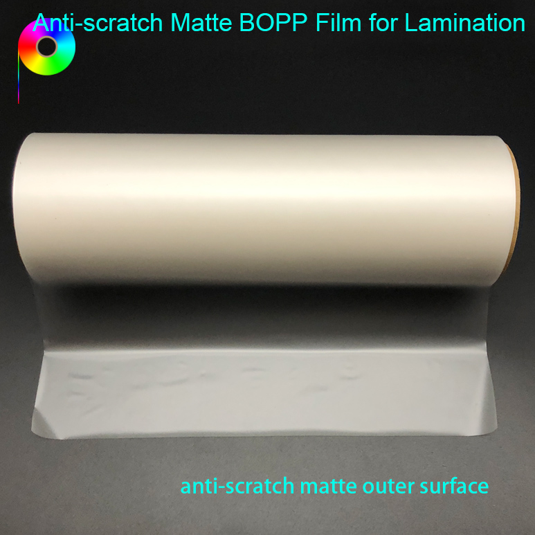 anti-scratch matte outer surface 18micron Scratch Resistant Matte BOPP Film for Paper Prints Lamination