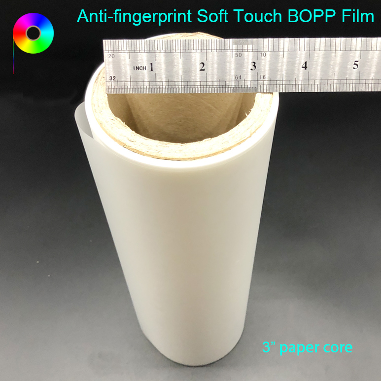 3” paper core 16micron Anti-fingerprint Velvet Soft Touch BOPP Film for Wet Lamination or EVA Coating