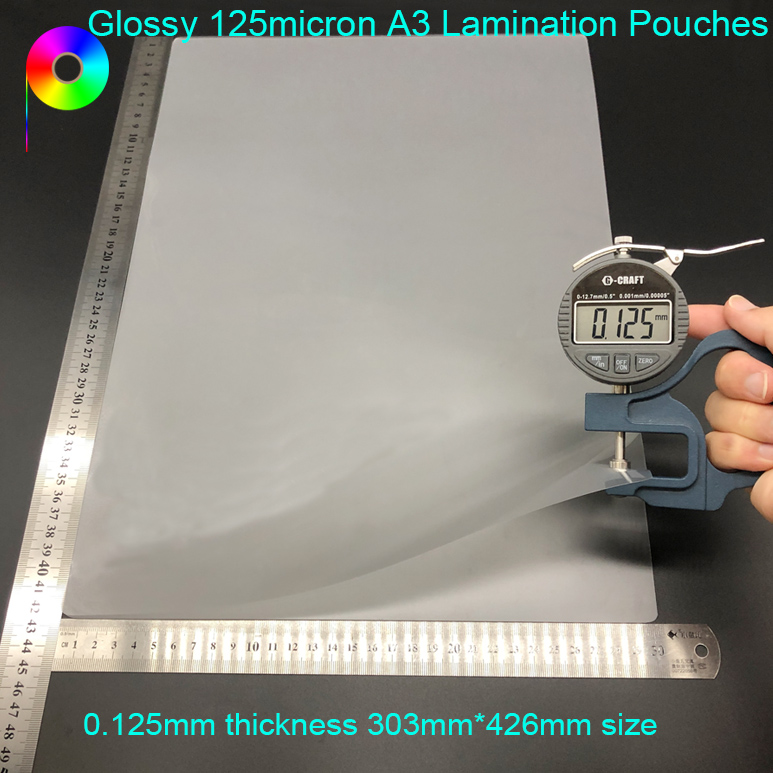 125micron A3 Size Short Side Sealed Glossy Laminating Pouches Film