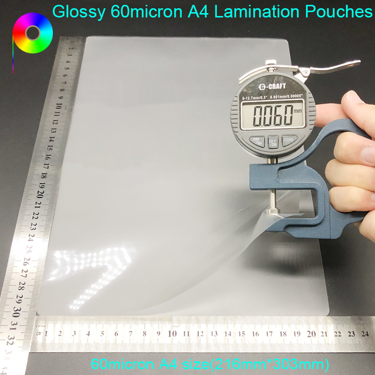 60micron Thickness A4 216mm 303mm Size Glossy Hot Laminating Film Pouch for Protection