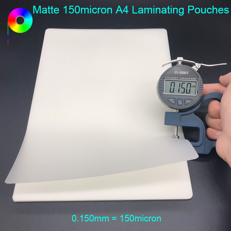 150micron 6mil A4 Size Matt PET Heat Laminating Film Pouch for A4 Prints Lamination