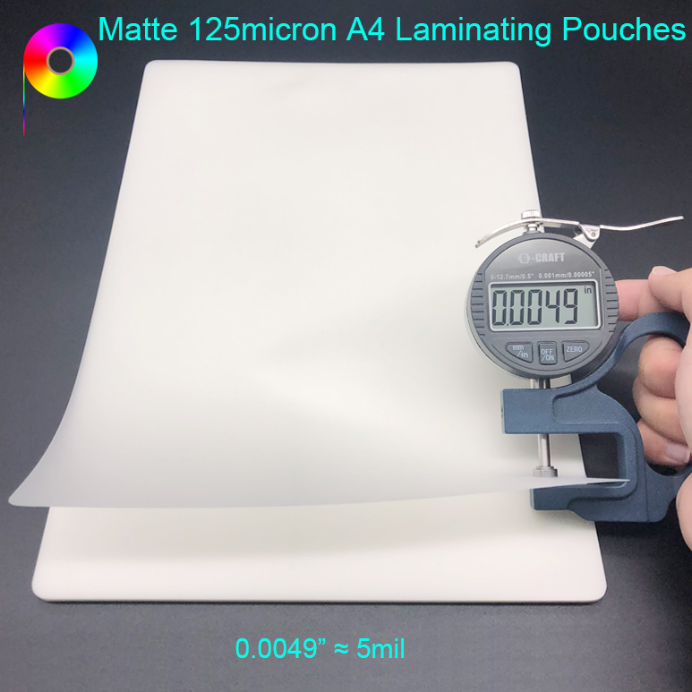 125micron Matte Appearance PET Pouch Laminating Film Sheets A4 Size for Home and Office