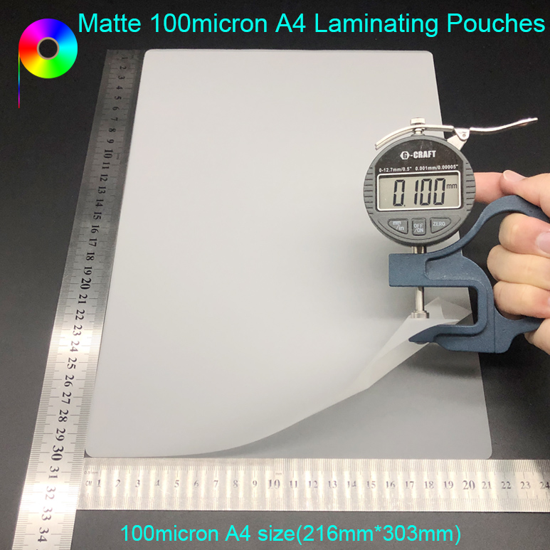 Free Sample 100micron A4 PET Plastic Matt Laminating Pouches for Document Lamination