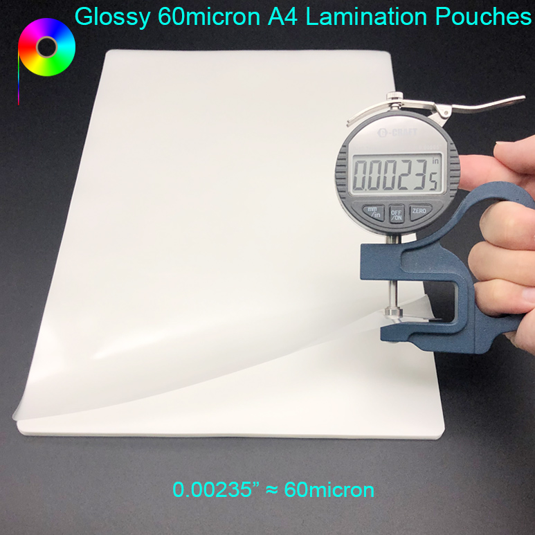 60micron Thickness A4 216mm 303mm Size Glossy Hot Laminating Film Pouch for Protection