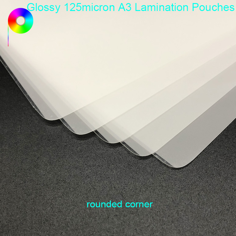 125micron A3 Size Short Side Sealed Glossy Laminating Pouches Film