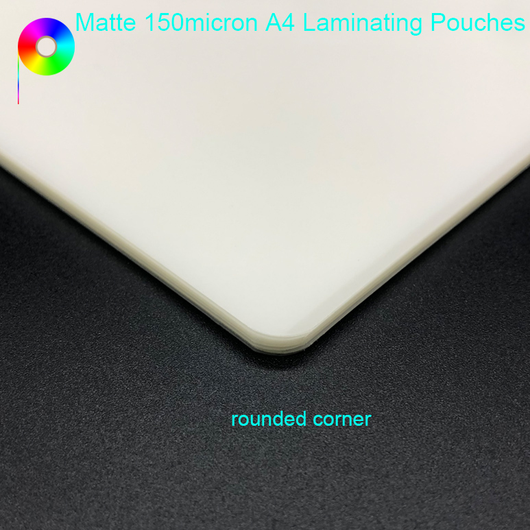 round corner matte 150micron A4 laminating pouch 150micron 6mil A4 Size Matt PET Heat Laminating Film Pouch for A4 Prints Lamination
