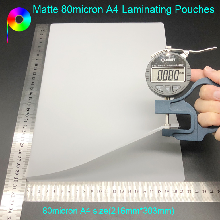 Matte 80micron A4 Laminating Pouches 80μm A4 Size 216mm*303mm Matte Polyester Thermal laminating Film for Pouch Laminator