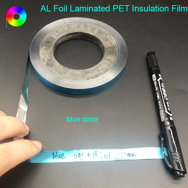 blue color al laminated with pet insulation film Blue Color 6µm Aluminum Foil Laminated with 18µm PET Insulation Film