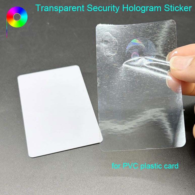 transparent hologram sticker for PVC plastic card Custom Transparent PET Hologram Overlay Sticker For PVC Plastic Card