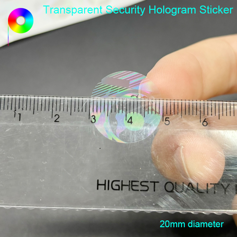 20mm diameter hologram sticker Transparent Appearance Customized Hologram Effect Holographic Sticker with Various Shapes or Size