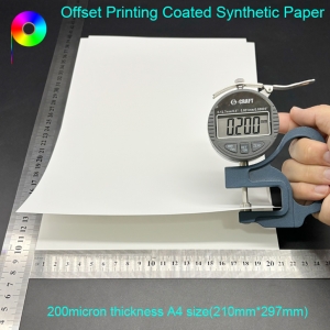 200micron thickness A4 size offset printing synthetic paper 200micron 140GSM A4 Size Double Sides Matte Offset Printing Coated Synthetic Paper