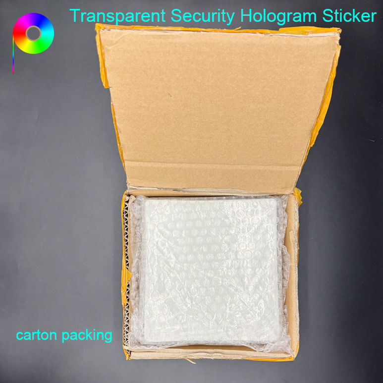 hologram sticker carton packing Transparent Appearance Customized Hologram Effect Holographic Sticker with Various Shapes or Size