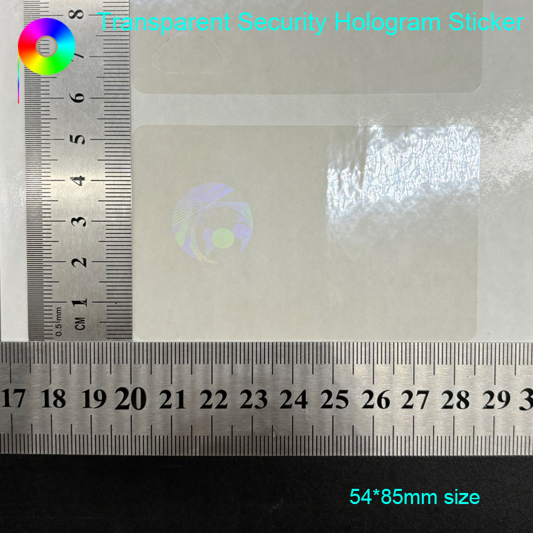54*85mm size hologram sticker Transparent Appearance Customized Hologram Effect Holographic Sticker with Various Shapes or Size