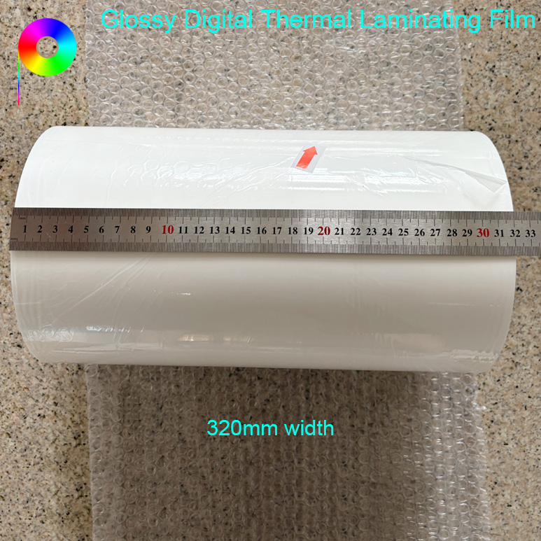 glossy digital thermal laminating film 320mm width 320mm*1000m 76mm Paper Core Strong Adhesive Glossy Laminating Film For Digital Printing