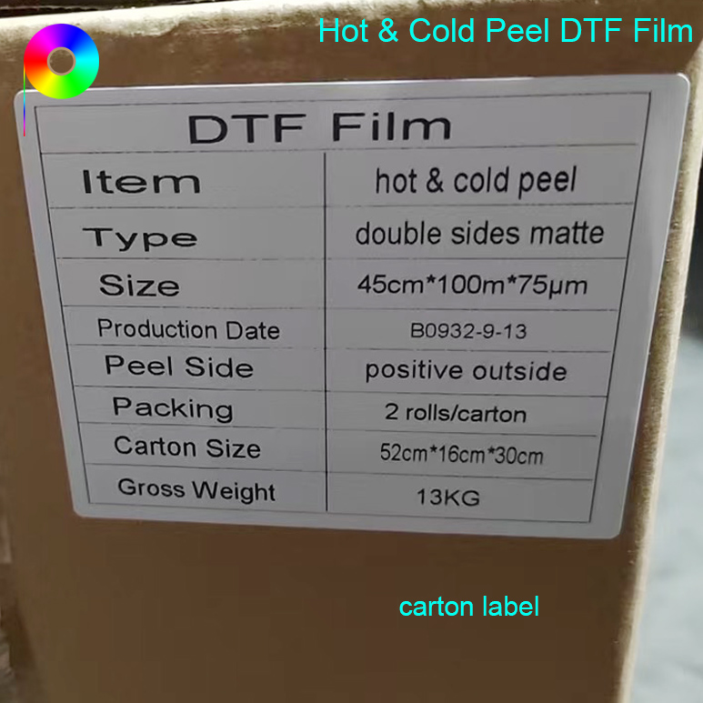 45cm*100m Custom Width Both Sides Matte Instant Peel DTF Film