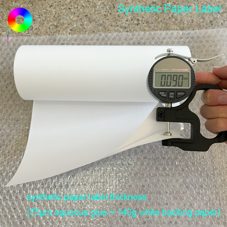 75μm Aqueous Glue Laser Printable Synthetic Paper Label With 140GSM Backing Paper