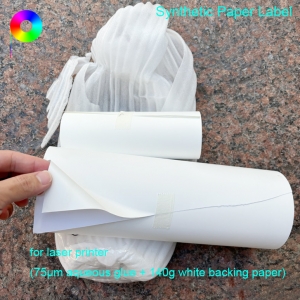 for laser printer 75μm Aqueous Glue Laser Printable Synthetic Paper Label With 140GSM Backing Paper
