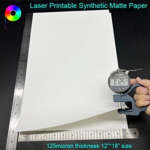 125micron thickness 12”*18” size Tearproof 5mil 12"*18" Both Side Laser Printable Synthetic Matte Paper