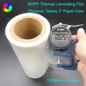 25micron bopp thermal laminating film glossy 25 micron Commercial Offset Prints Purpose Thermal Gloss BOPP Film for Hot Laminating