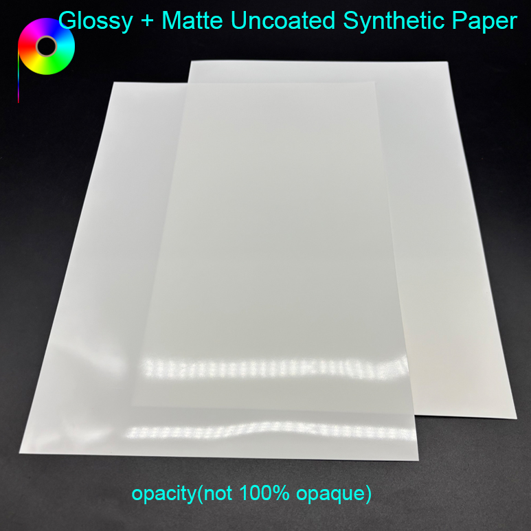 140micron 110GSM One Side Matte One Side Glossy Uncoated Synthetic Paper For Rotary Press