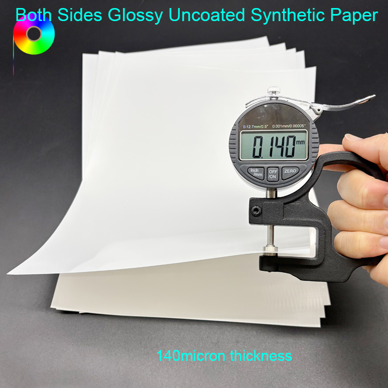 140micron 100GSM Both Sides Glossy Opaque White Uncoated Synthetic Paper For UV Printing