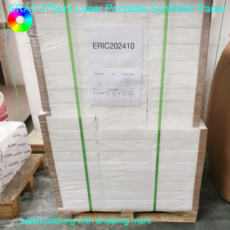 375micron SRA3 Both Sides Laser Printable Synthetic Paper Sheet for Plastic Card Making