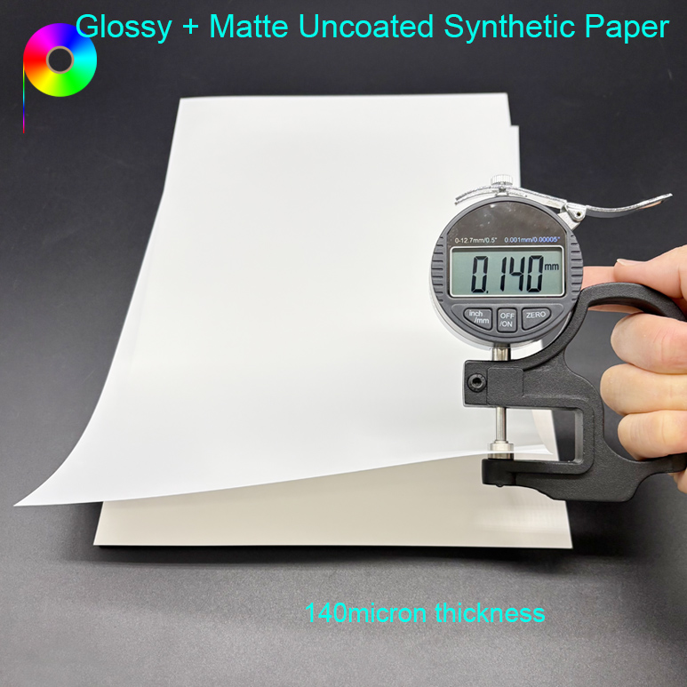 140micron 110GSM One Side Matte One Side Glossy Uncoated Synthetic Paper For Rotary Press