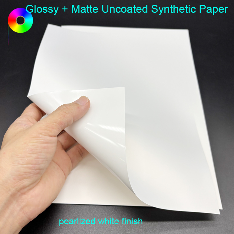 140micron 110GSM One Side Matte One Side Glossy Uncoated Synthetic Paper For Rotary Press