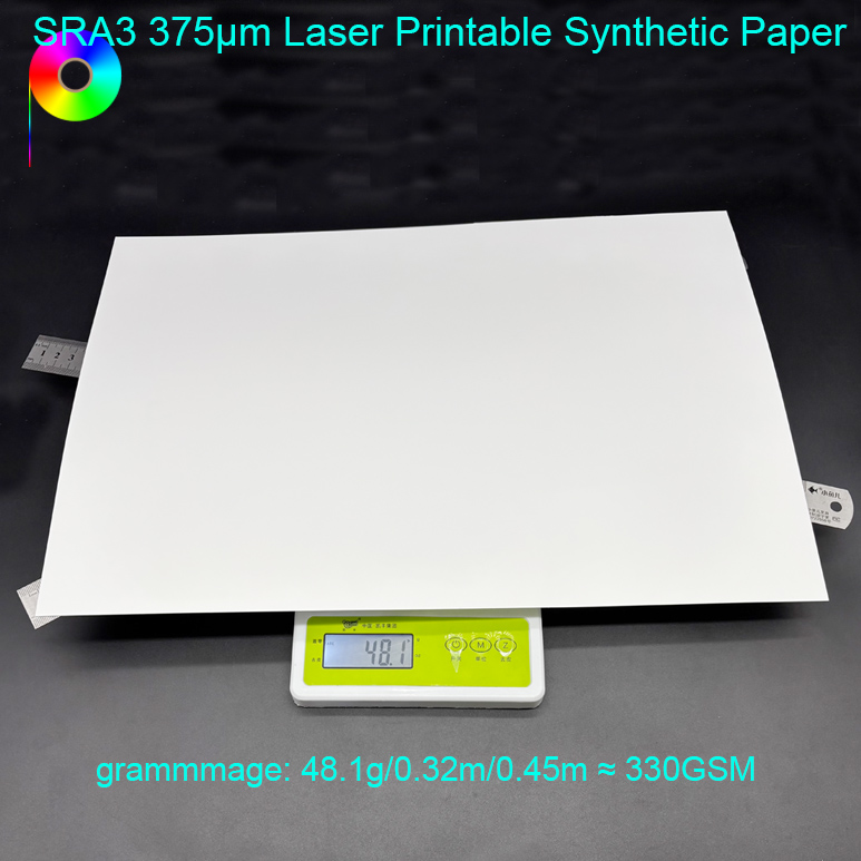 375micron SRA3 Both Sides Laser Printable Synthetic Paper Sheet for Plastic Card Making