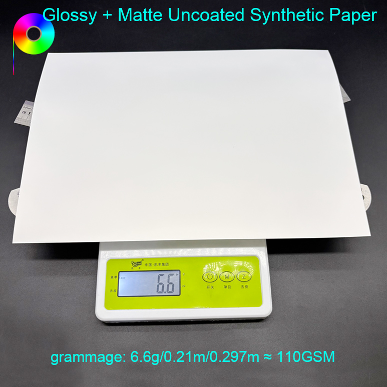 140micron 110GSM One Side Matte One Side Glossy Uncoated Synthetic Paper For Rotary Press
