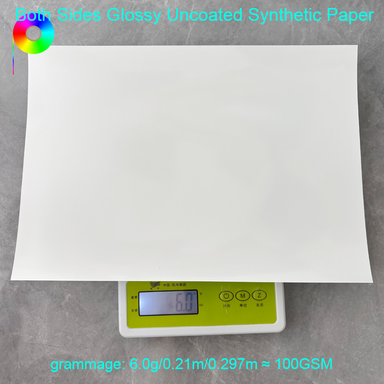140micron 100GSM Both Sides Glossy Opaque White Uncoated Synthetic Paper For UV Printing