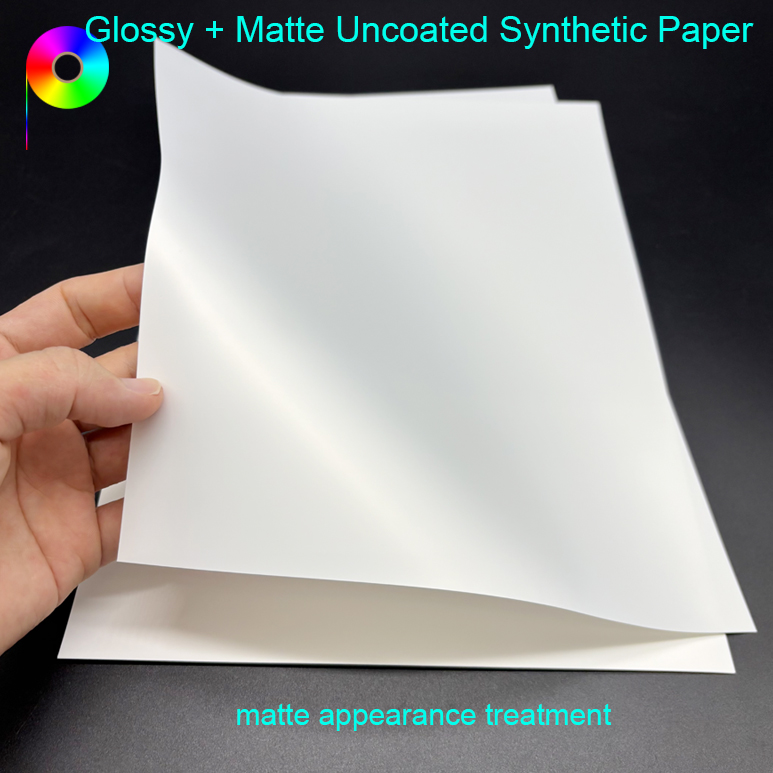 140micron 110GSM One Side Matte One Side Glossy Uncoated Synthetic Paper For Rotary Press
