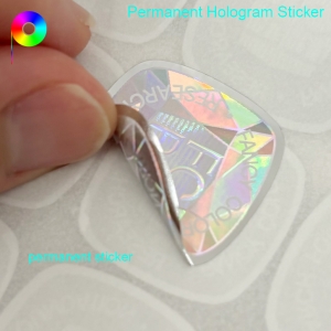 permanent type hologram sticker Special-Shaped White Treatment Text Permanent Hologram Sticker With Platinum Relief