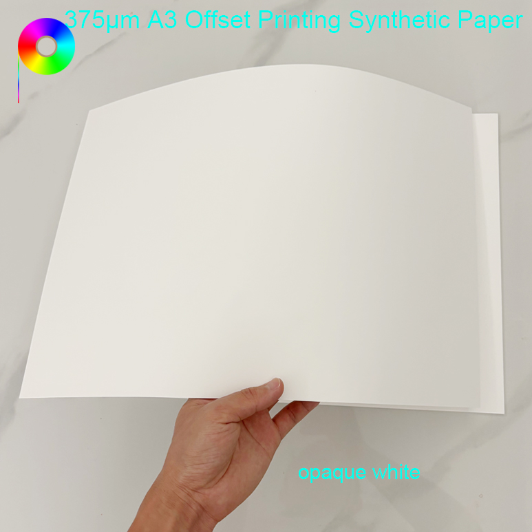 opaque white PP Synthetic Paper For Offset Printer 375micron 260GSM A3 Size 2 Sides Printing PP Synthetic Paper For Offset Printer