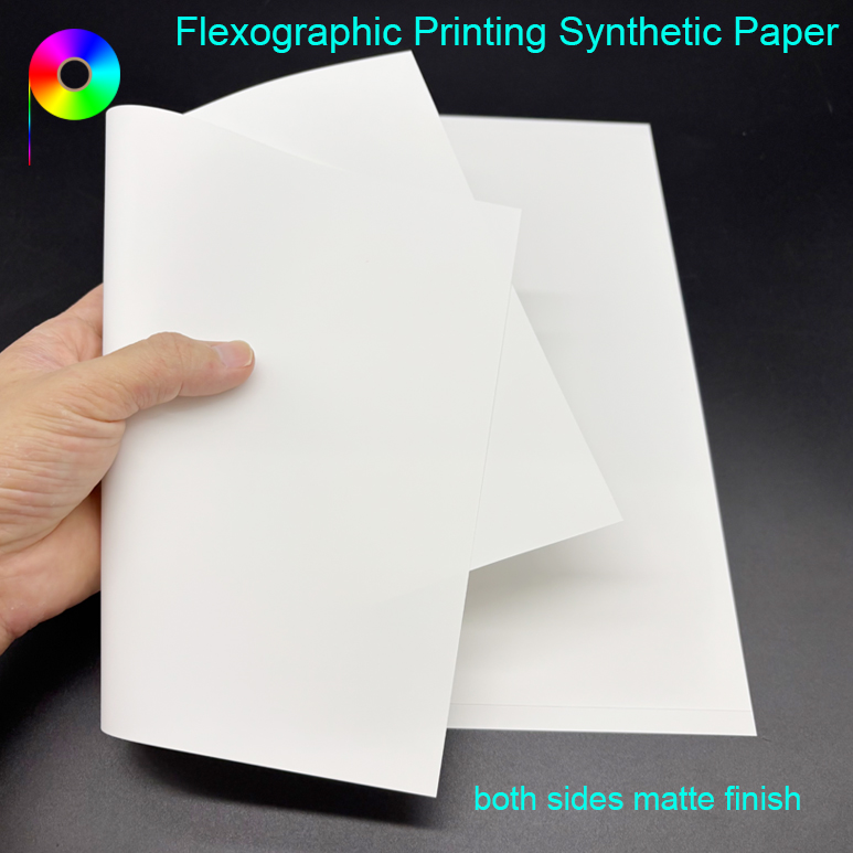 both sides matte finish flexographic printing synthetic paper 120micron A4 Size 90GSM Both Sides Matte PP Synthetic Paper for Flexographic Printing