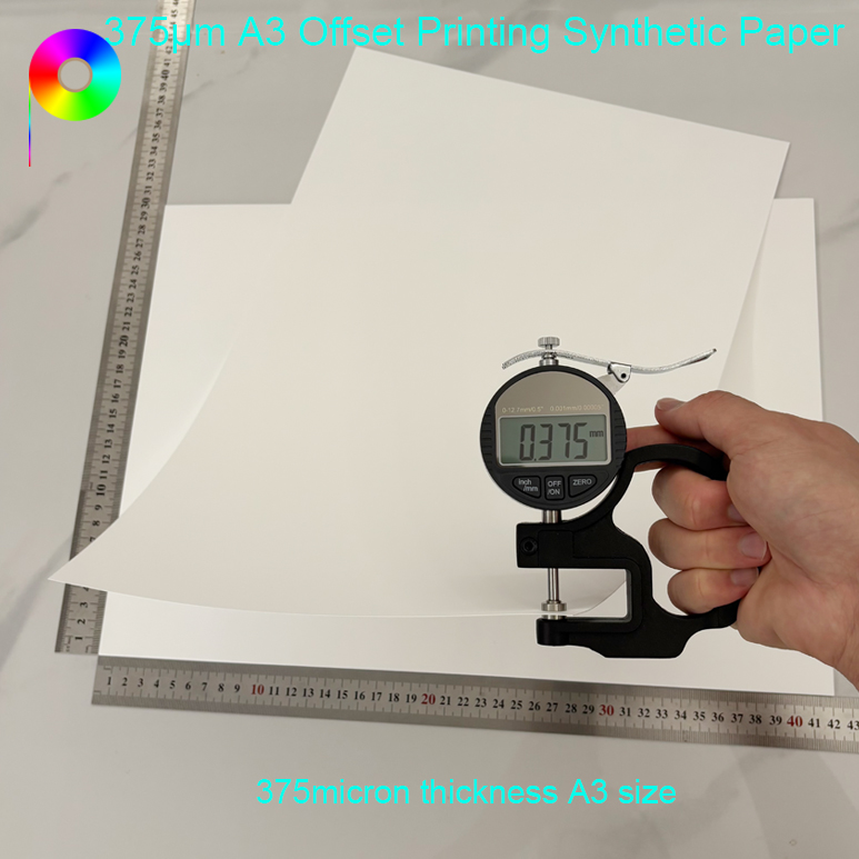 375micron thickness A3 size PP Synthetic Paper For Offset Printer 375micron 260GSM A3 Size 2 Sides Printing PP Synthetic Paper For Offset Printer