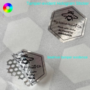 beehive tamper evidence hologram sticker Black Printed Foreground Regular Hexagon Shape Beehive Hologram Sticker