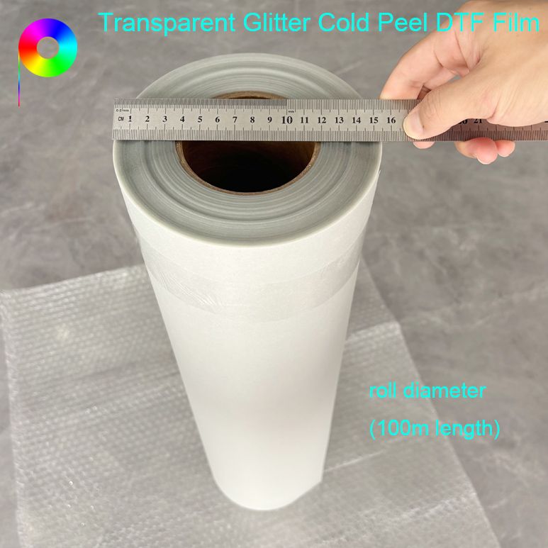 glitter dtf film roll diameter 60cm Cold Peel Glitter DTF Transfer Film Roll for Custom Garments