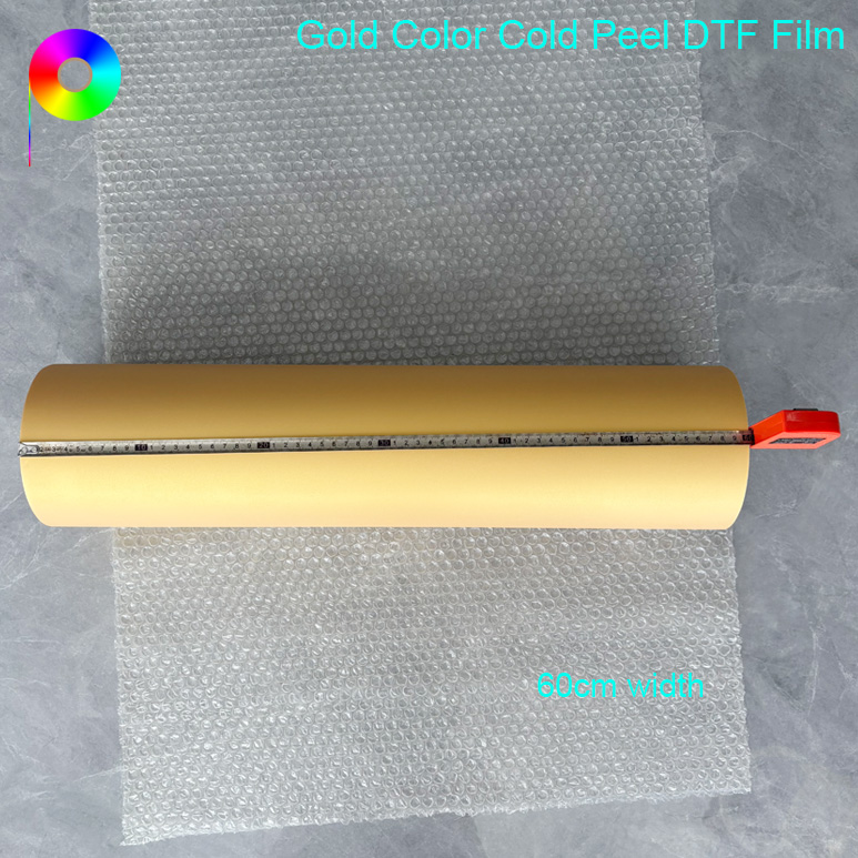 60cm width gold color DTF film 60cm Cold Peel Glossy Base Film Gold DTF Film For Textile Heat Transfer