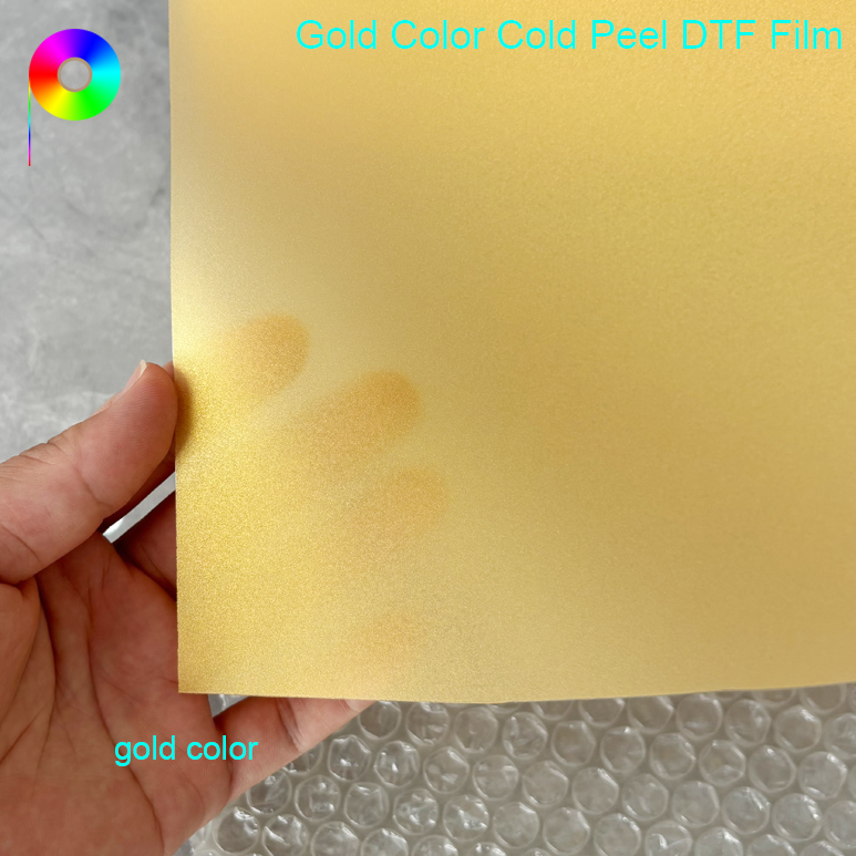 gold color DTF film 60cm Cold Peel Glossy Base Film Gold DTF Film For Textile Heat Transfer