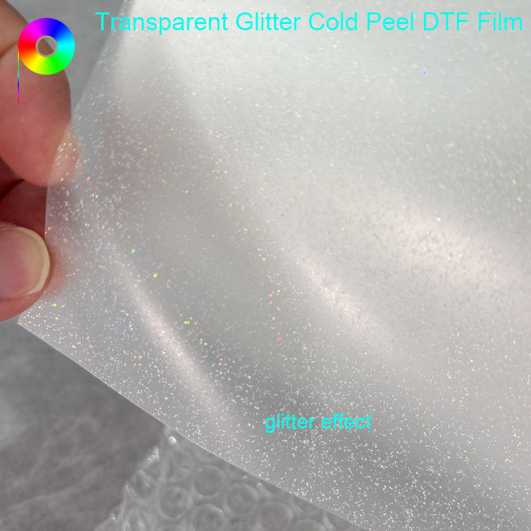 glitter effect dtf film 60cm Cold Peel Glitter DTF Transfer Film Roll for Custom Garments