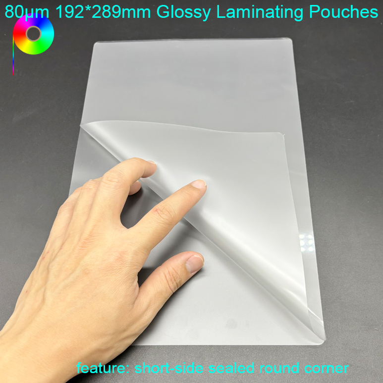 80μm 192*289mm Custom Size Glossy Laminating Pouches With Round Edges