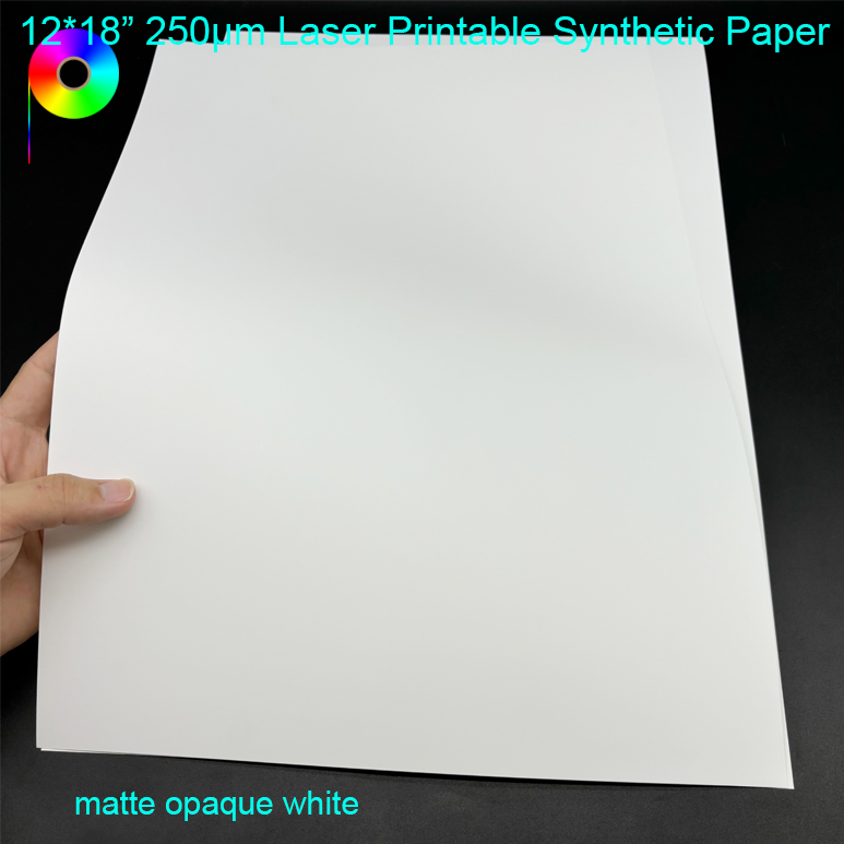 250micron 12*18" Size Double Sides Matte Laser Printing Synthetic Waterproof Paper