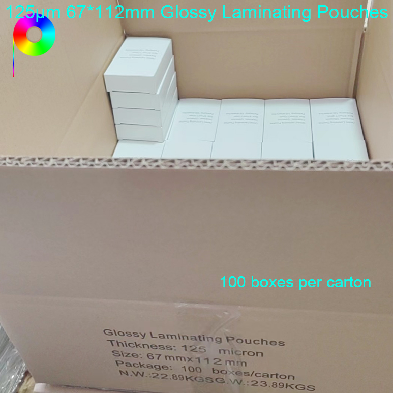 125μm 67mm*112mm Glossy Pouch Laminating Foil For Paper Card Lamination
