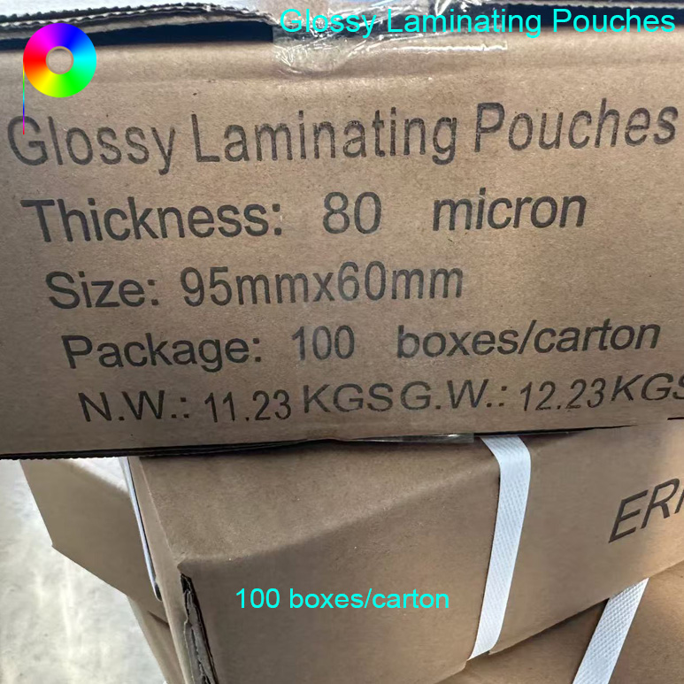 80micron 60*95mm Size Glossy Laminating Pouches for Cardboard Price Label