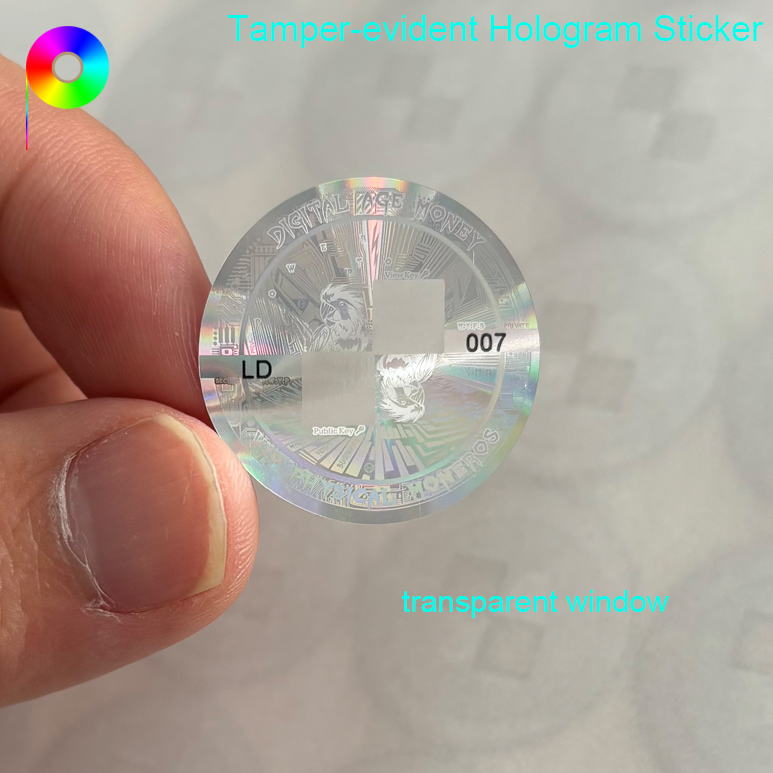 Serial Number Printed Custom Hologram Security Sticker With Transparent Window