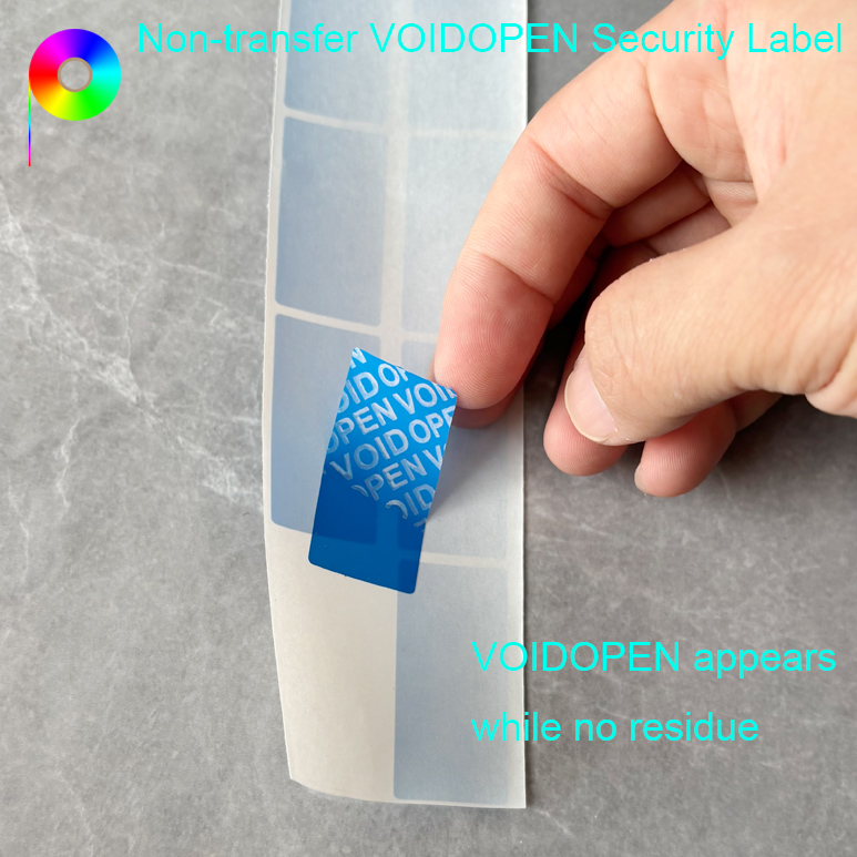 Customized Color PET Tamper-evident Non-transfer VOID Security Label / Sticker
